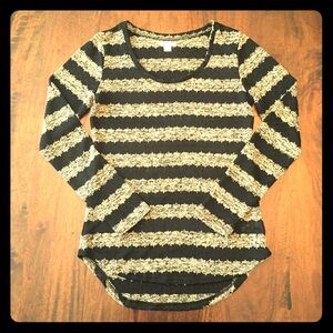 Xhilaration Striped Pointelle Pullover Sweater